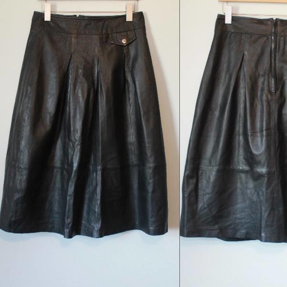 NWT Bod & Christensen Soft Leather Sissy Midi Skirt Black Women's Size 12 H14127 - Picture 11 of 12